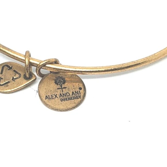 Alex & Ani Adjustable Bangle Gold Tone Charm Bracelet - Picture 4 of 5